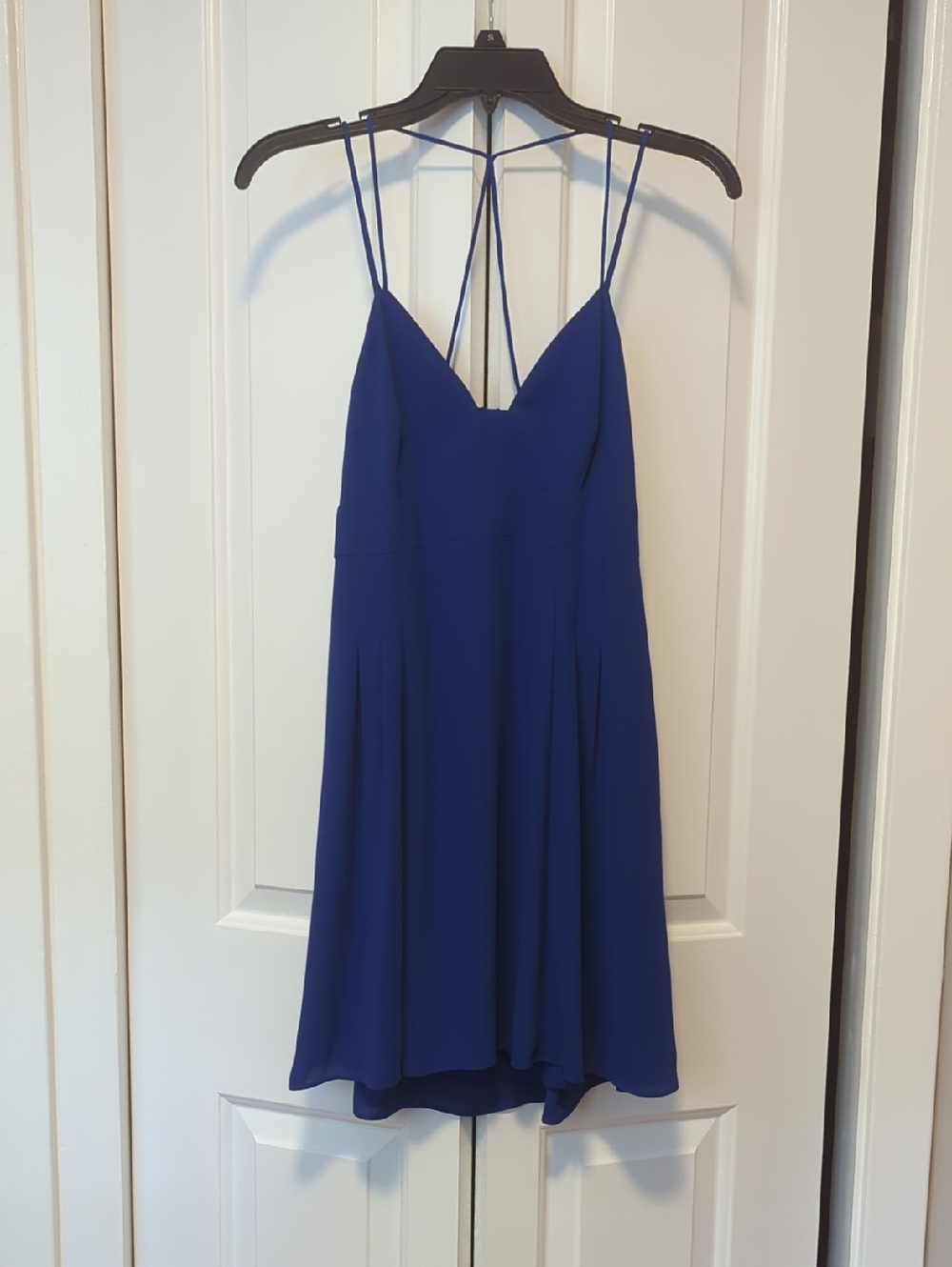 Express Royal Blue Strappy V-Neck A-Line Mini Dress